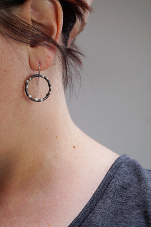 Medium Silver on Steel Circle Earrings - sample sale