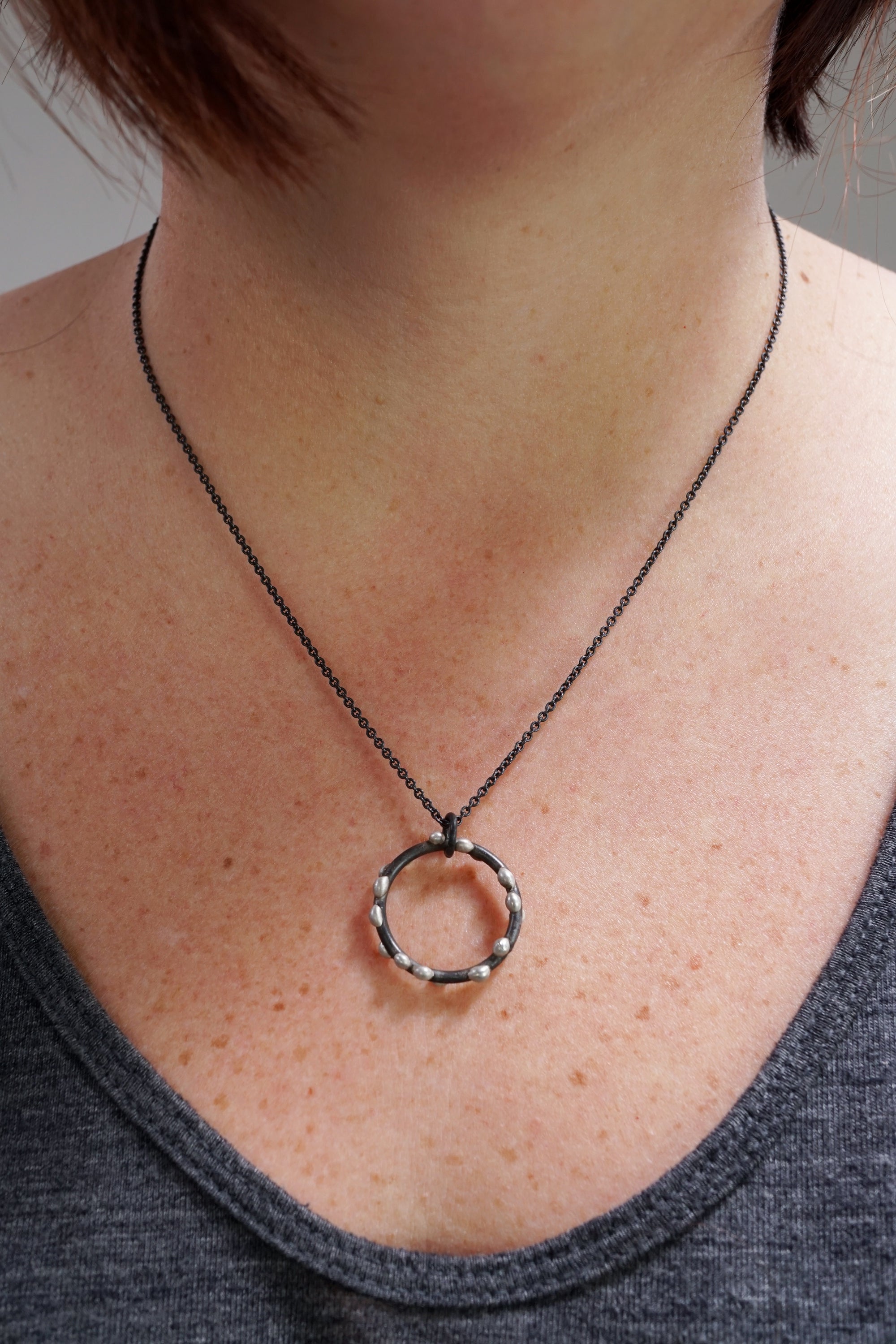 Medium Silver on Steel Circle Pendant