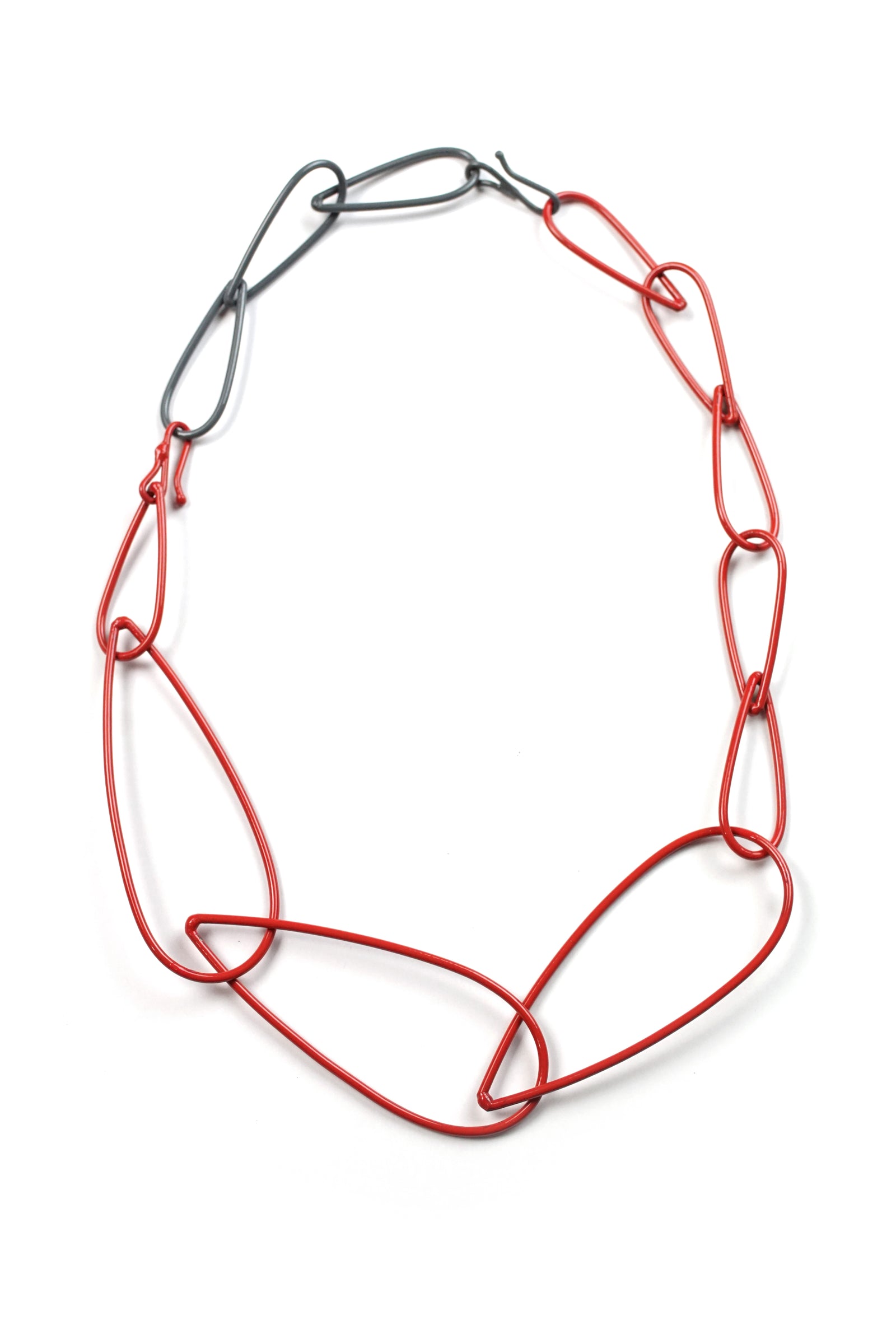 Modular Necklace in Coral Red and Storm Grey