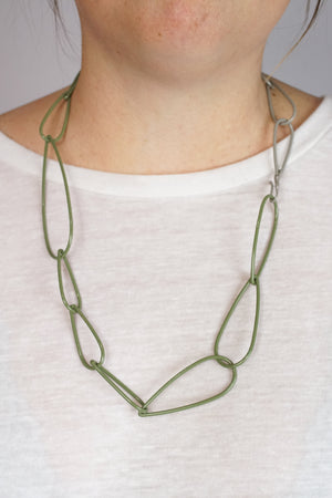 Modular Necklace in Olive Green and Stone Grey