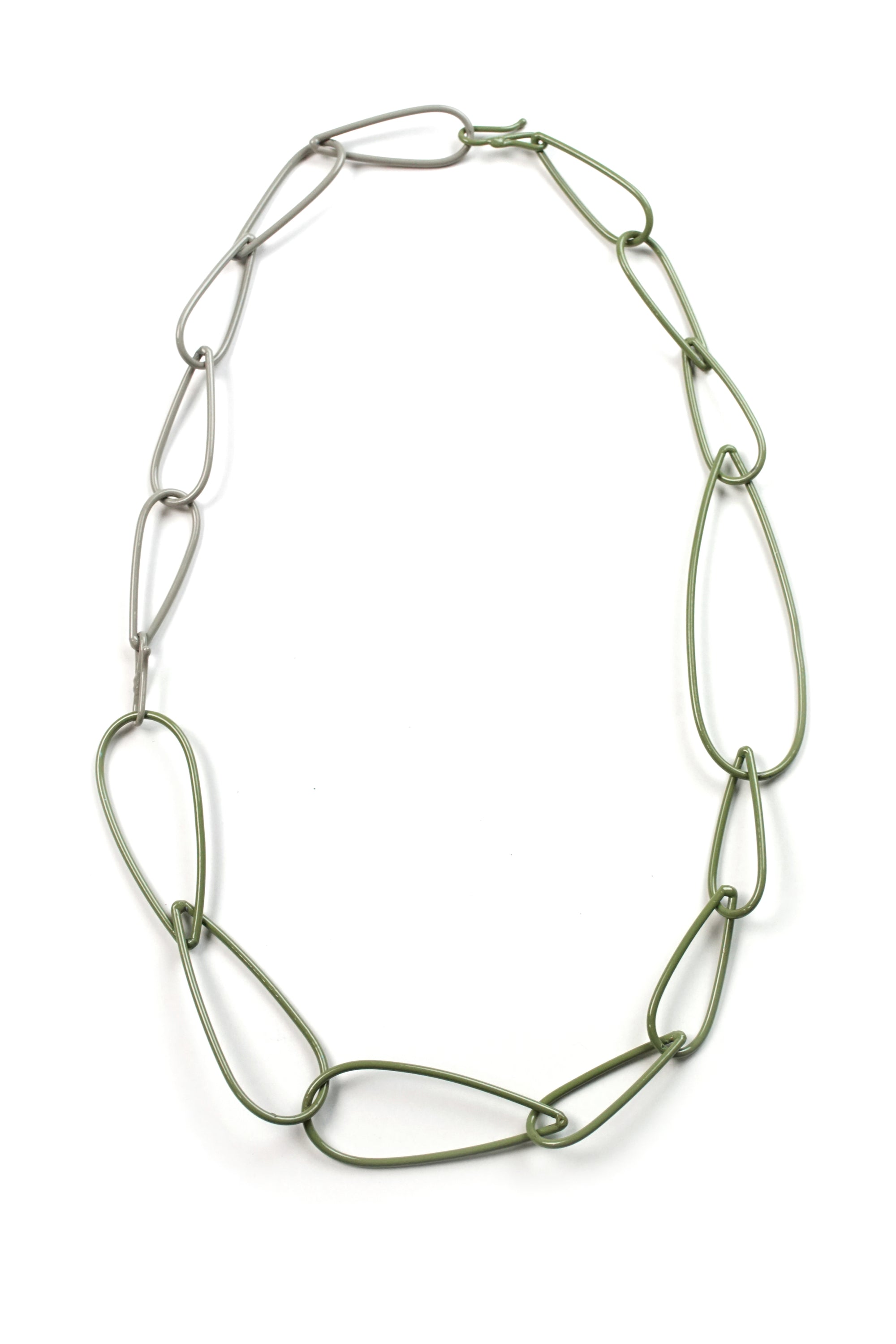 Modular Necklace in Olive Green and Stone Grey