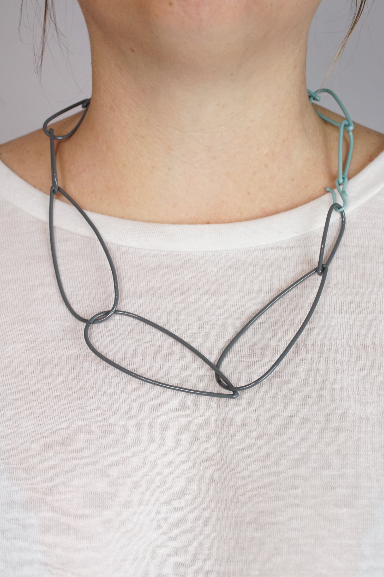 Modular Necklace in Storm Grey and Faded Teal