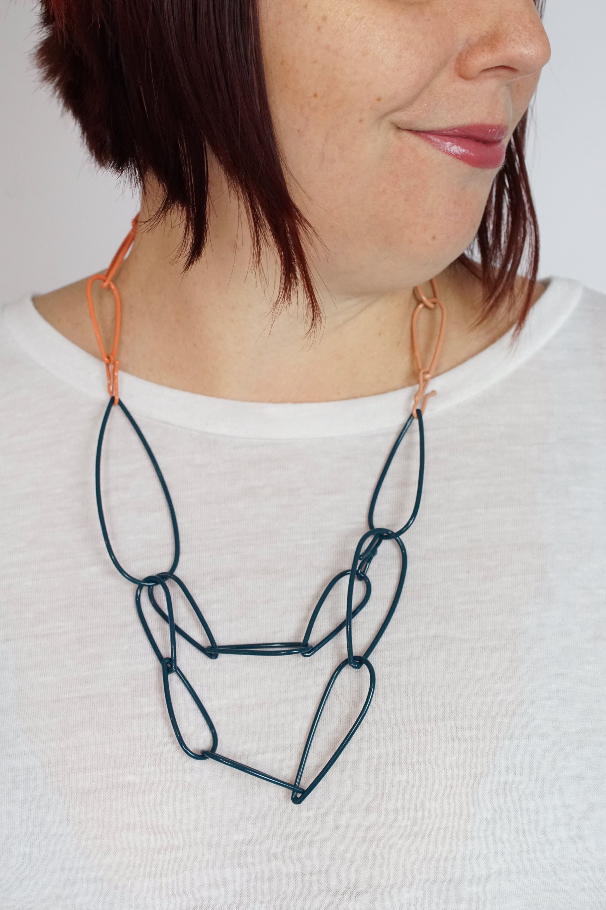 Modular Necklace in Deep Ocean, Desert Coral, and Dusty Rose