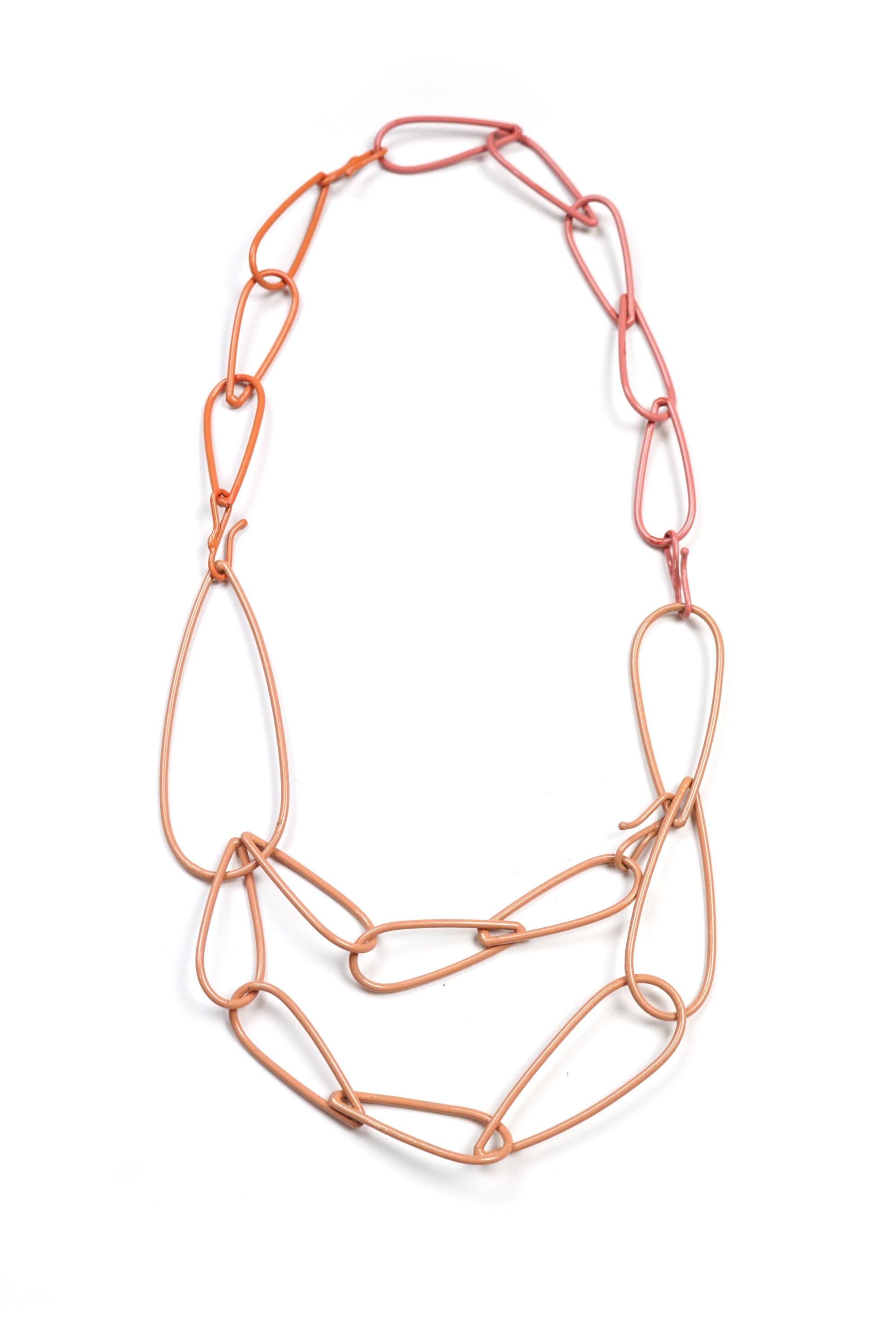 Modular Necklace in Dusty Rose, Desert Coral, and Light Raspberry