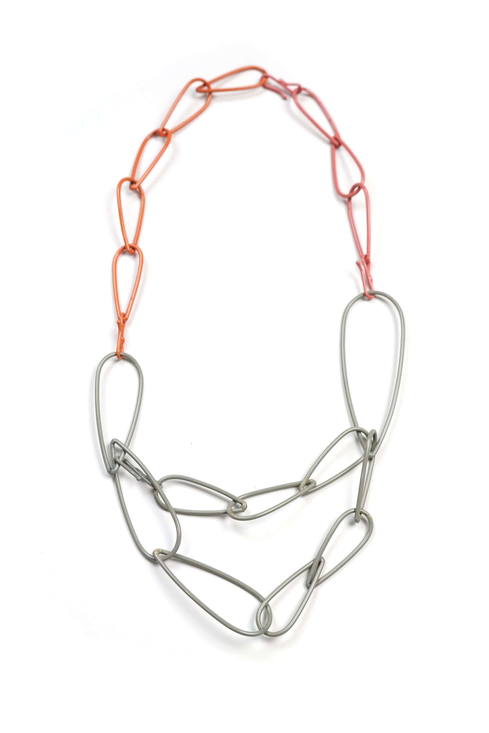 Modular Necklace in Stone Grey, Desert Coral, and Light Raspberry