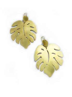 Monstera leaf statement earrings