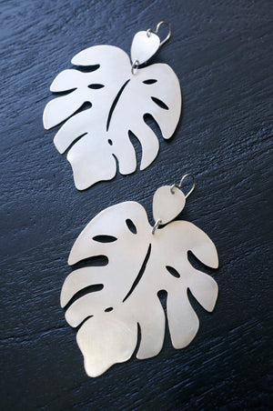 Monstera leaf statement earrings