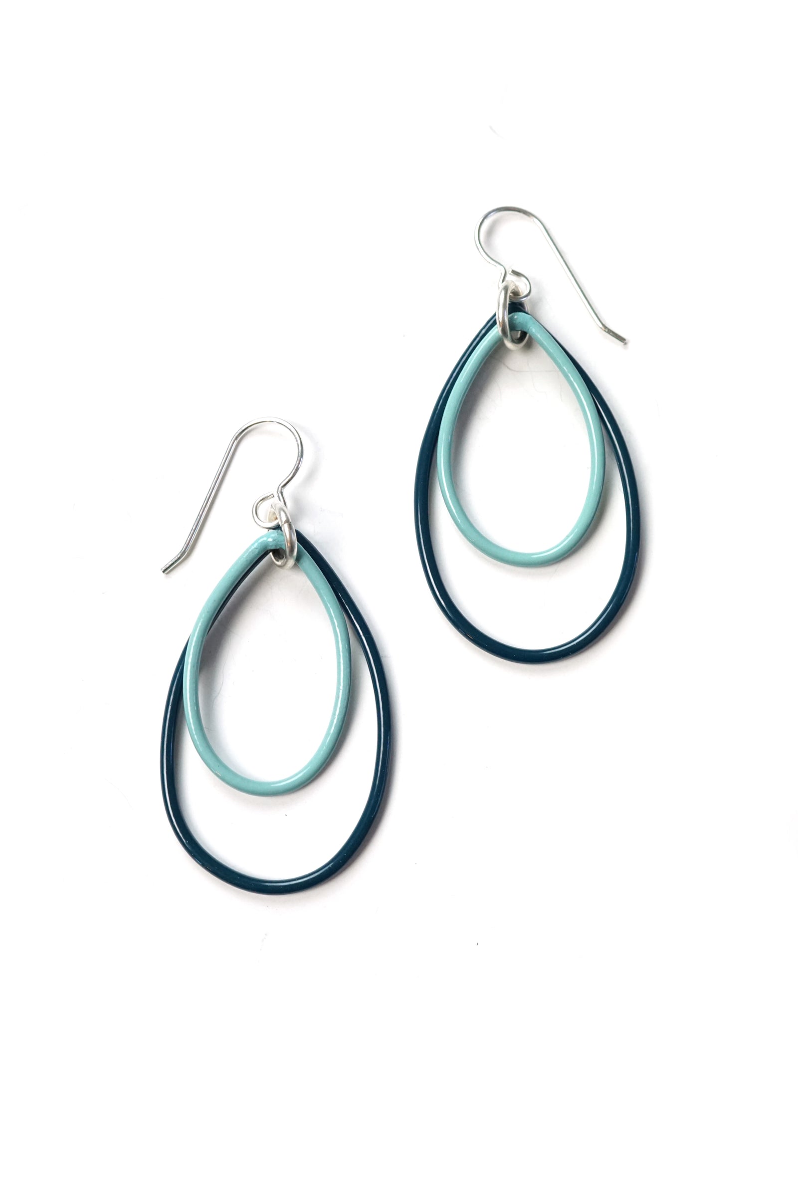 Nellie earrings in Deep Ocean and Faded Teal