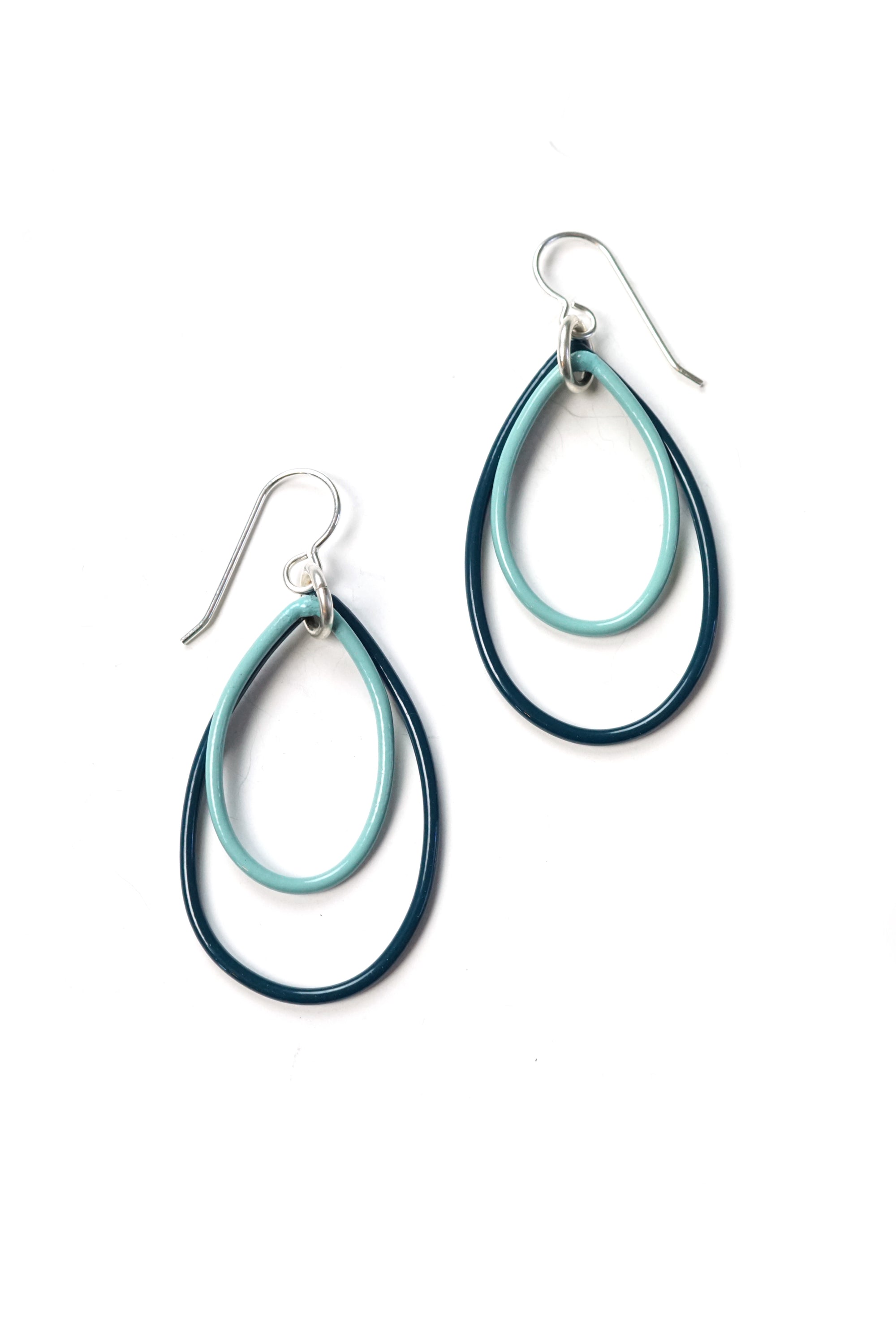 Nellie earrings in Deep Ocean and Faded Teal