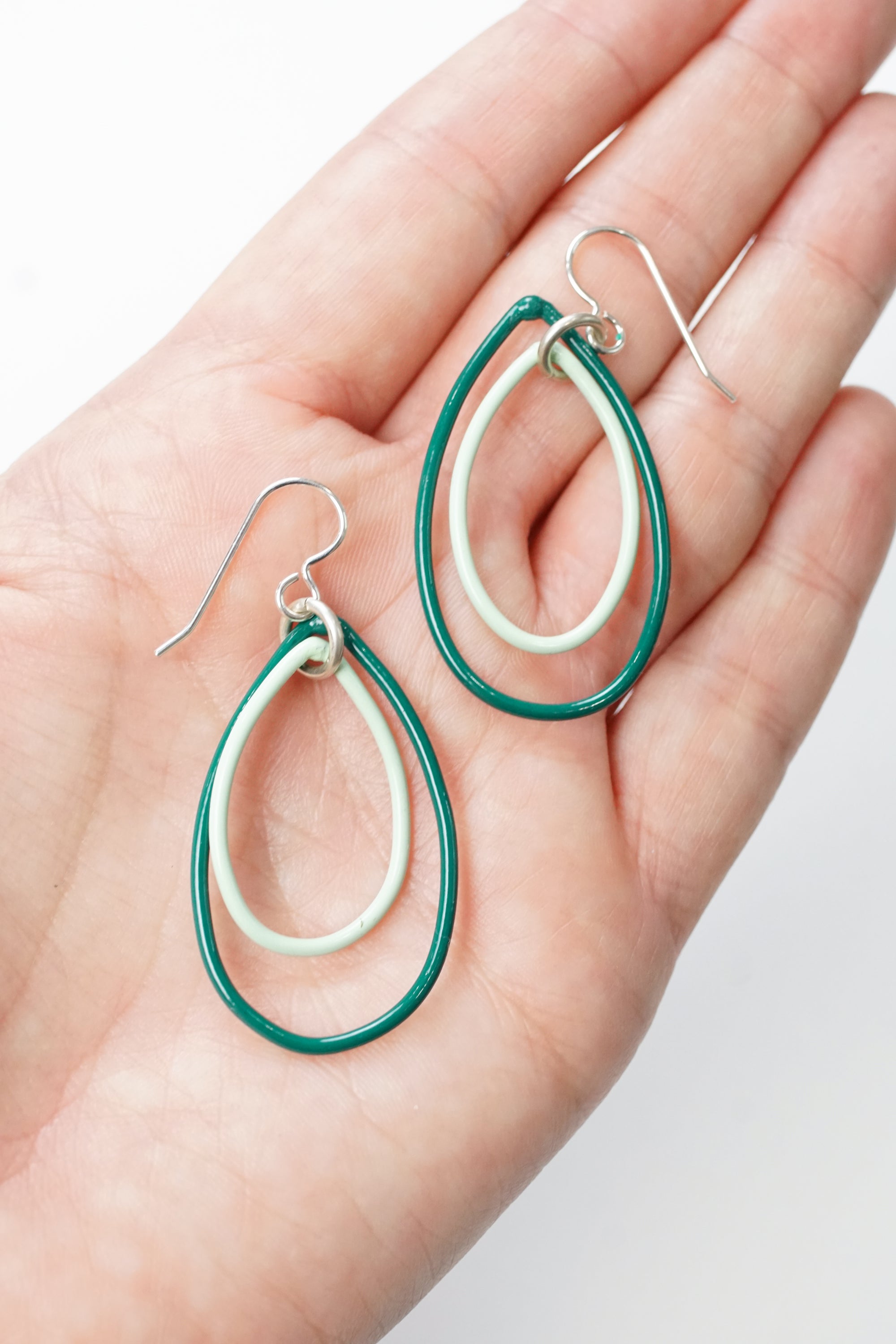 Nellie earrings in Emerald Green and Soft Mint