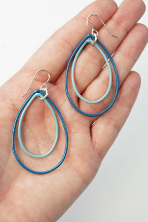 Rachel earrings in Azure Blue and Faded Teal