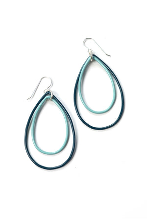 Rachel earrings in Deep Ocean and Faded Teal