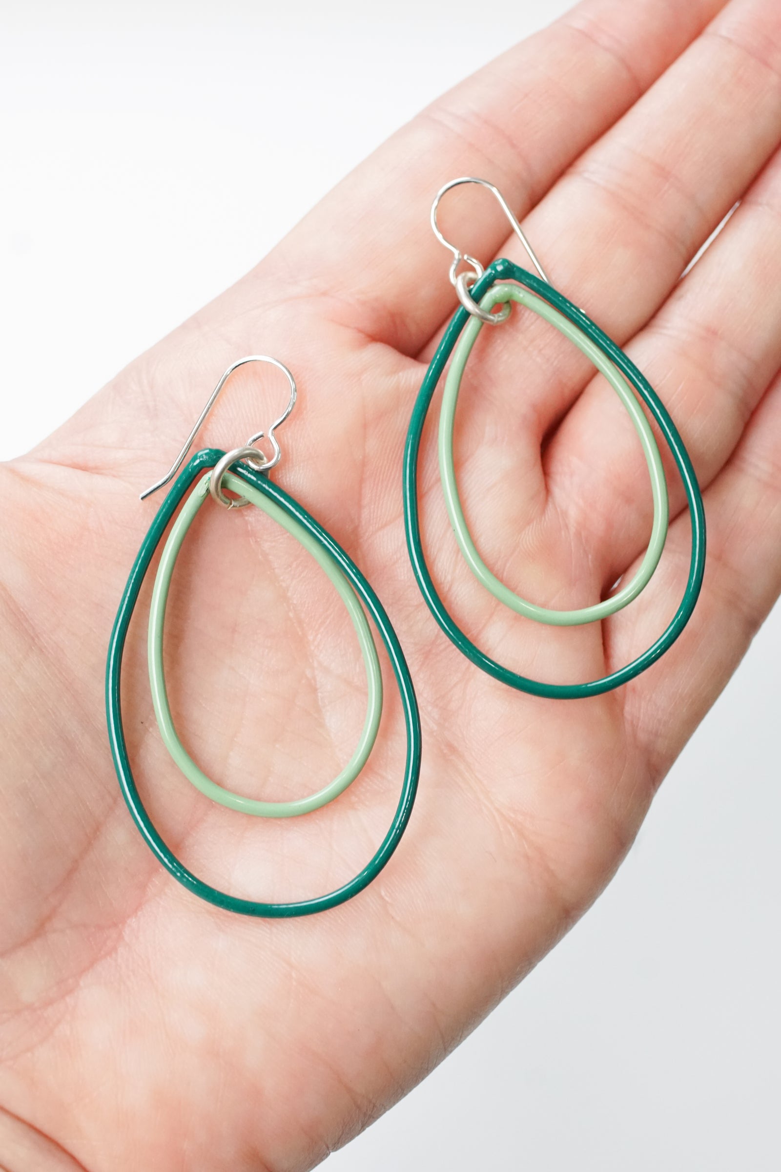 Rachel earrings in Emerald Green and Pale Green - sample sale
