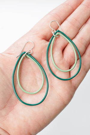 Rachel earrings in Emerald Green and Pale Green