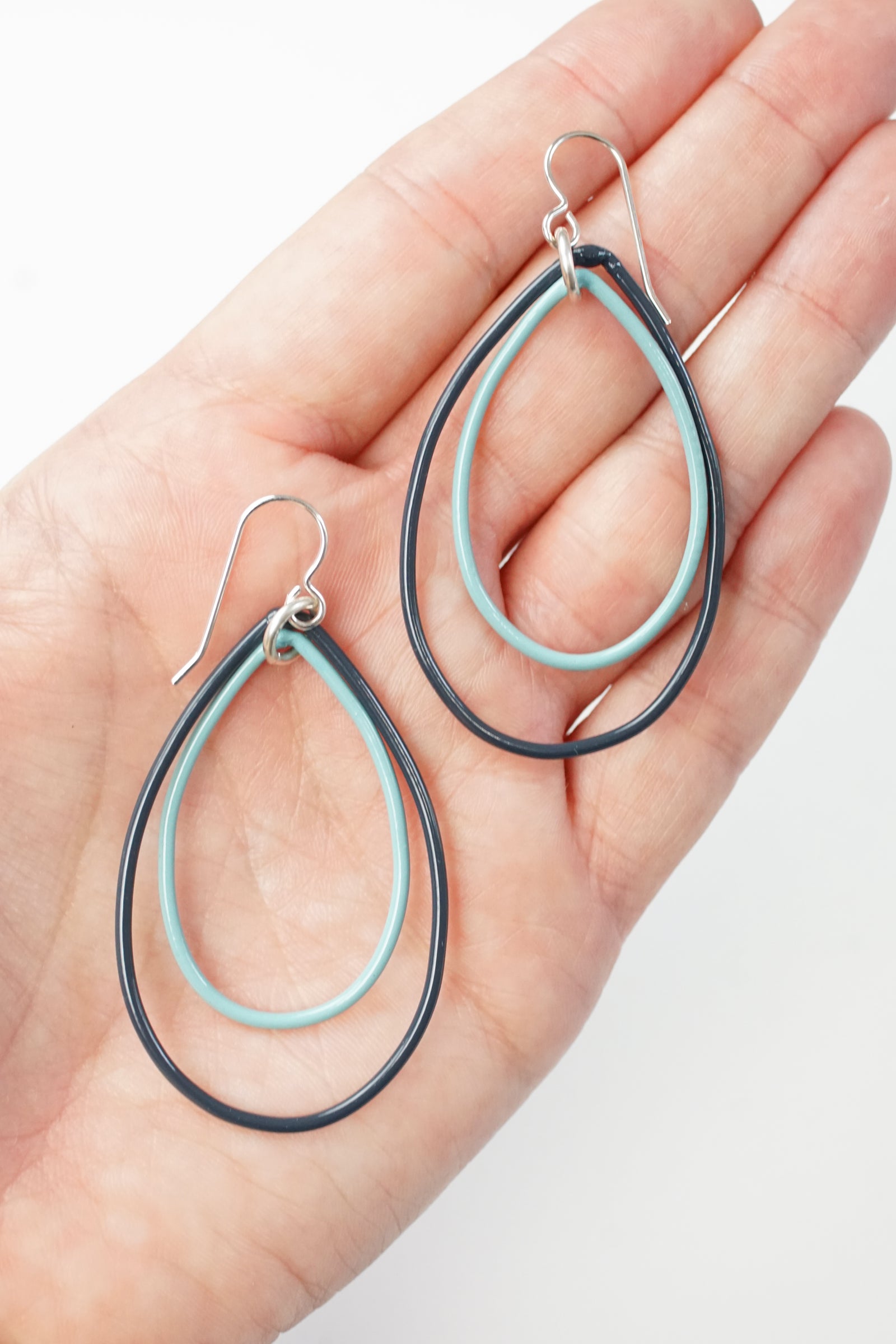 Rachel earrings in Midnight Grey and Faded Teal