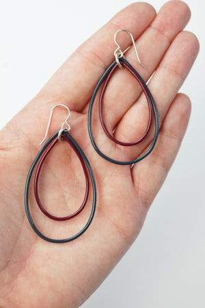 Rachel earrings in Midnight Grey and Lush Burgundy