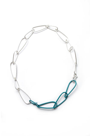 Modular Necklace in Silver and Bold Teal