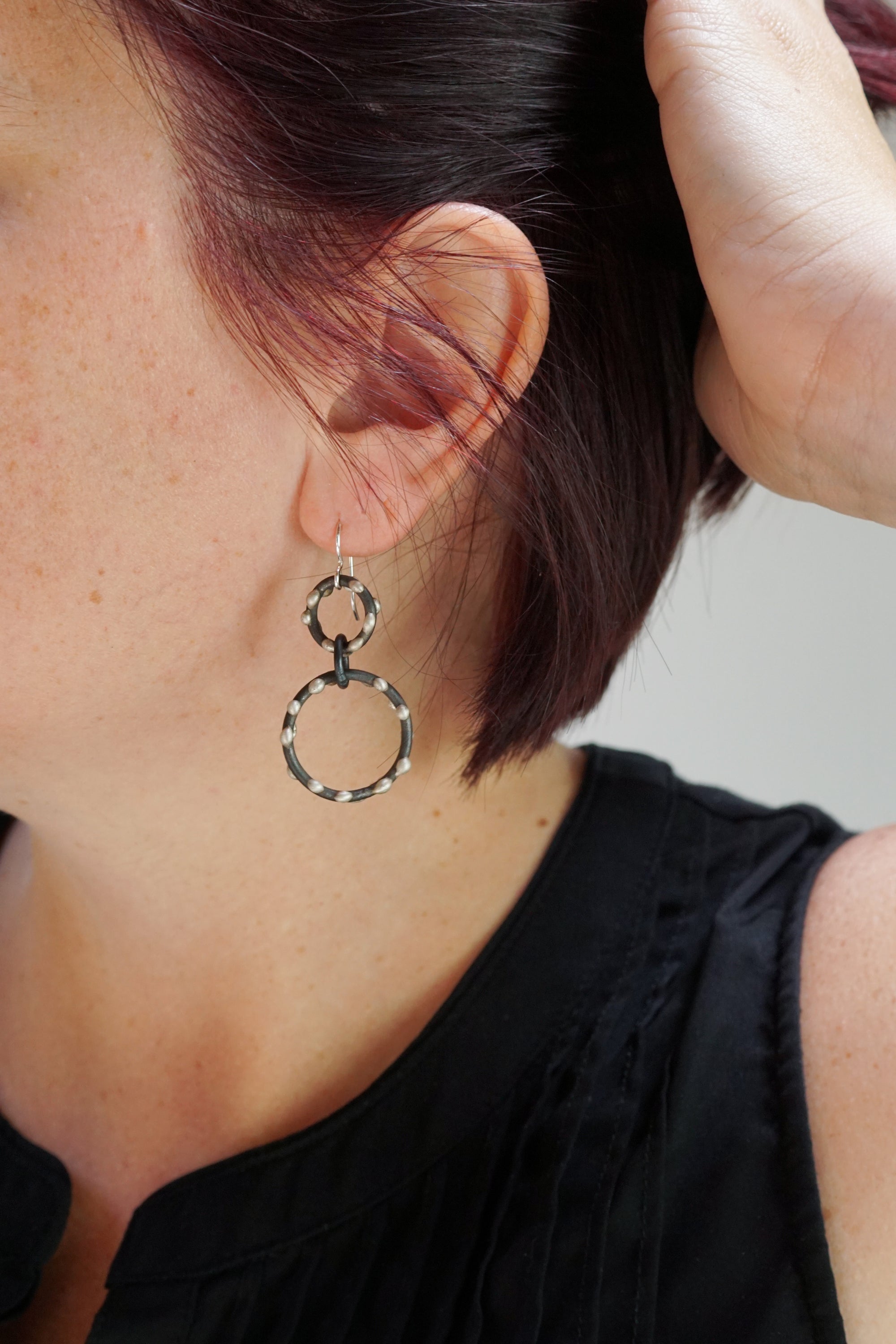 Petite Zoe Earrings - Silver on Steel