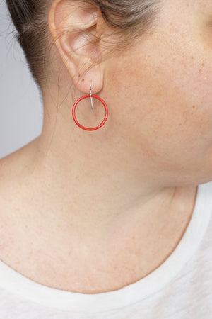 Small Evident Earrings in Coral Red