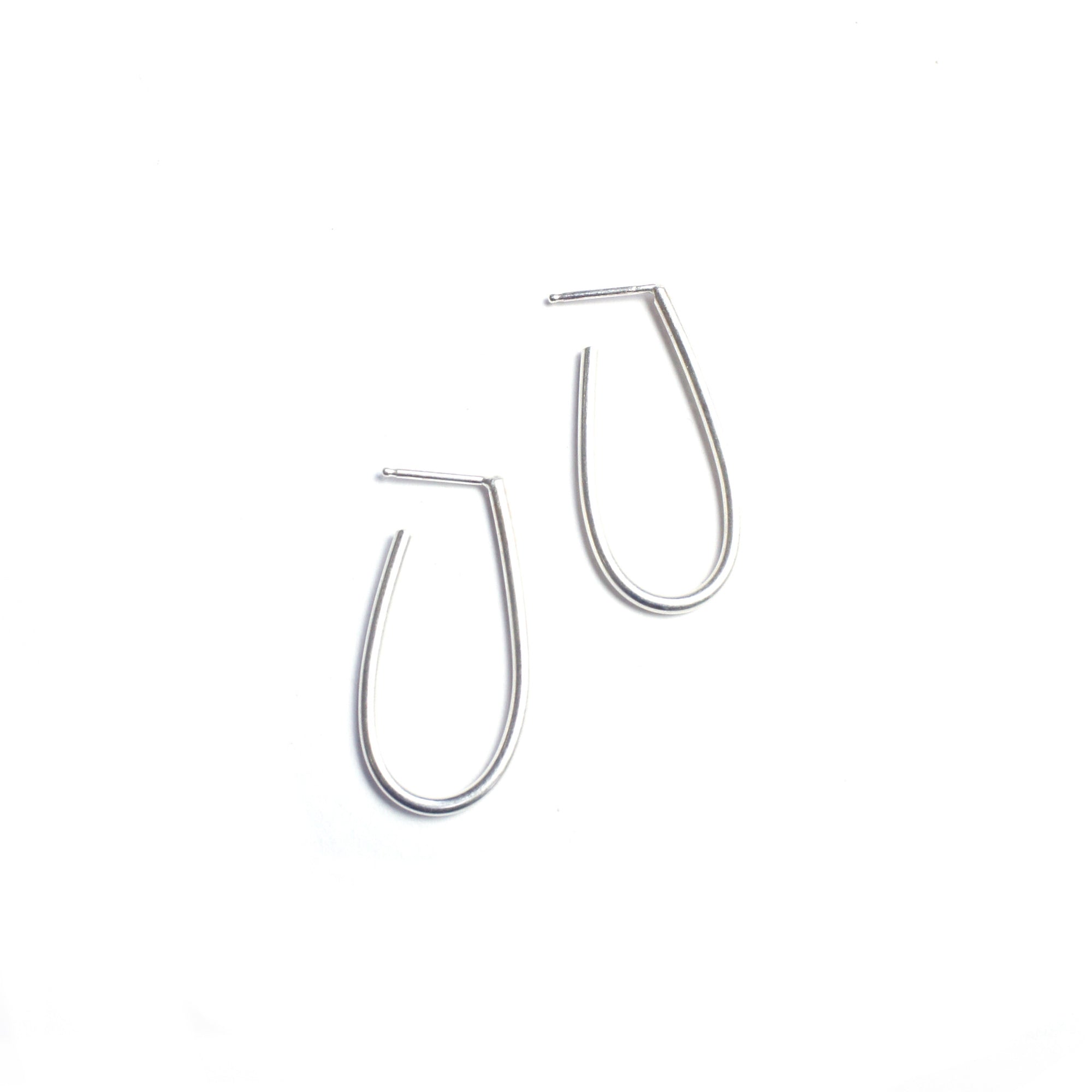 small petal hoop earrings in silver