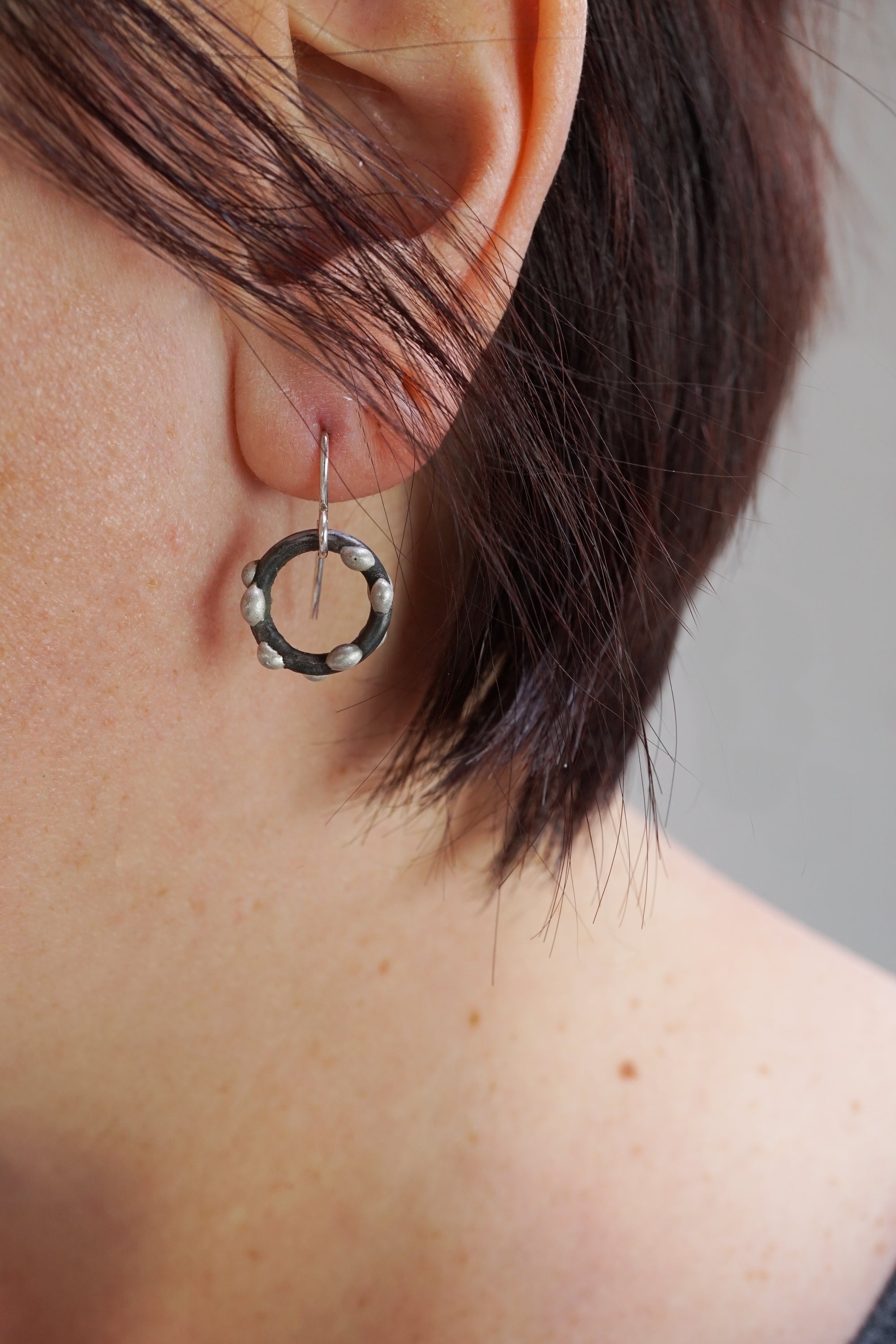 Small Silver on Steel Circle Earrings