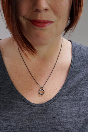 Small Silver on Steel Circle Pendant