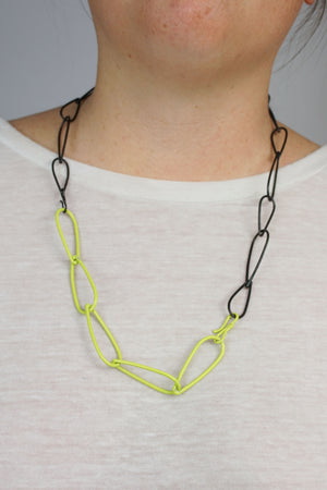 Modular Necklace in Steel and Neon Chartreuse