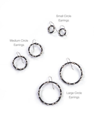 Large Silver on Steel Circle Earrings