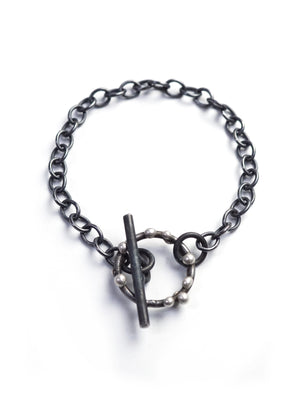 Silver on Steel Toggle Bracelet