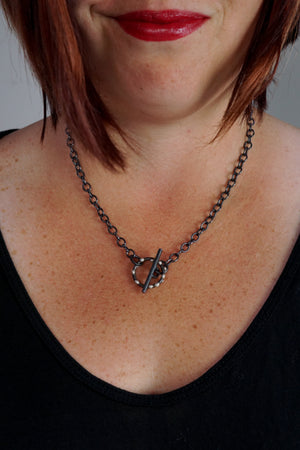 Silver on Steel Toggle Necklace