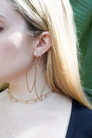 Petale Statement Earrings in black steel, silver, or bronze