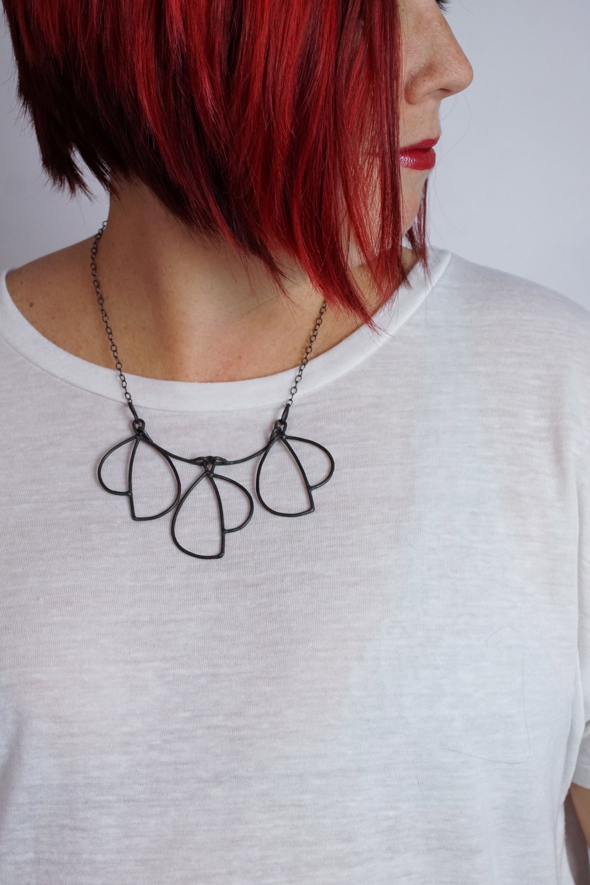 Trivolo Necklace in steel, silver, or bronze