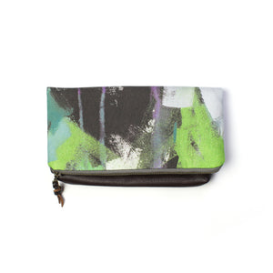 Wellspring foldover clutch in purple and green