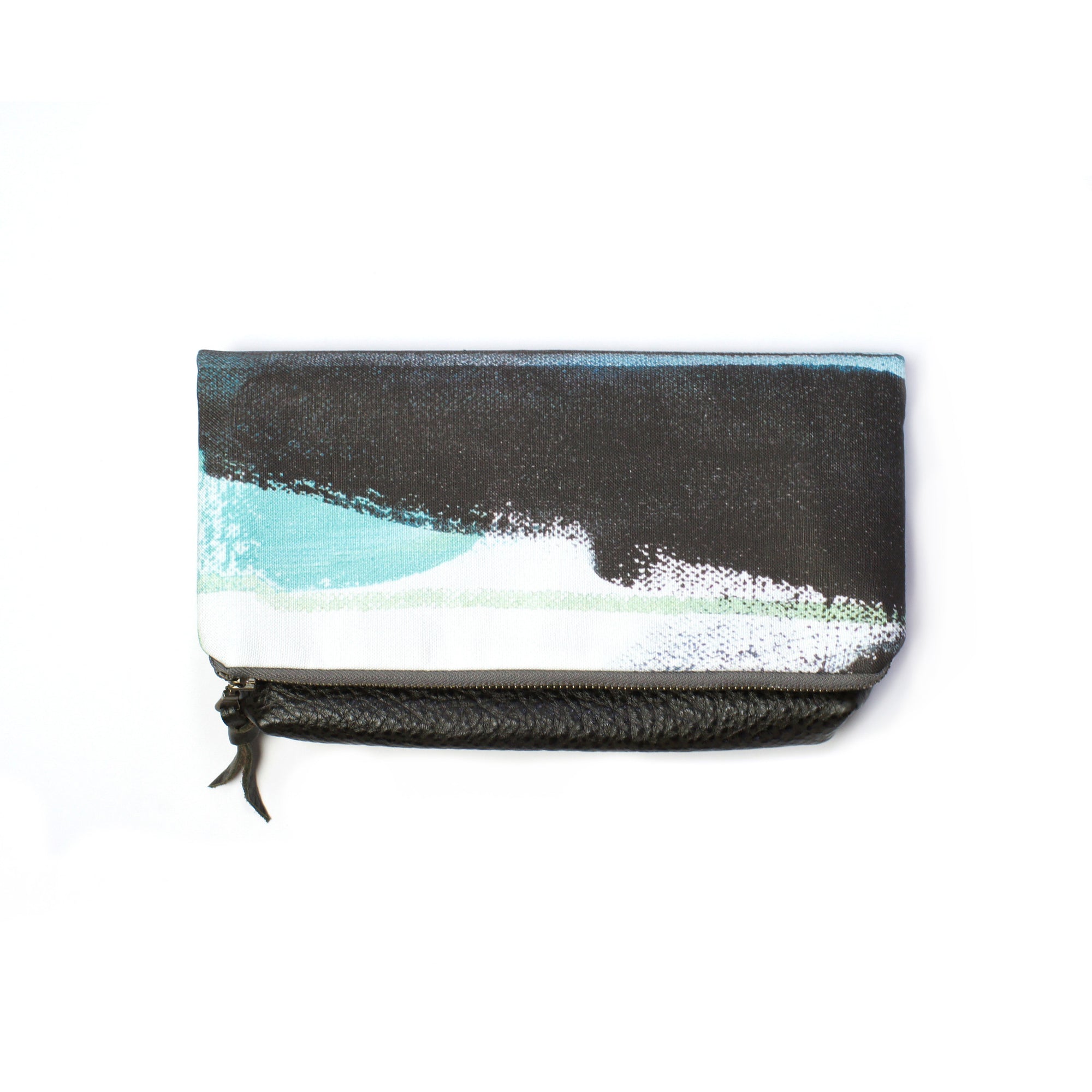 Wings foldover clutch in teal