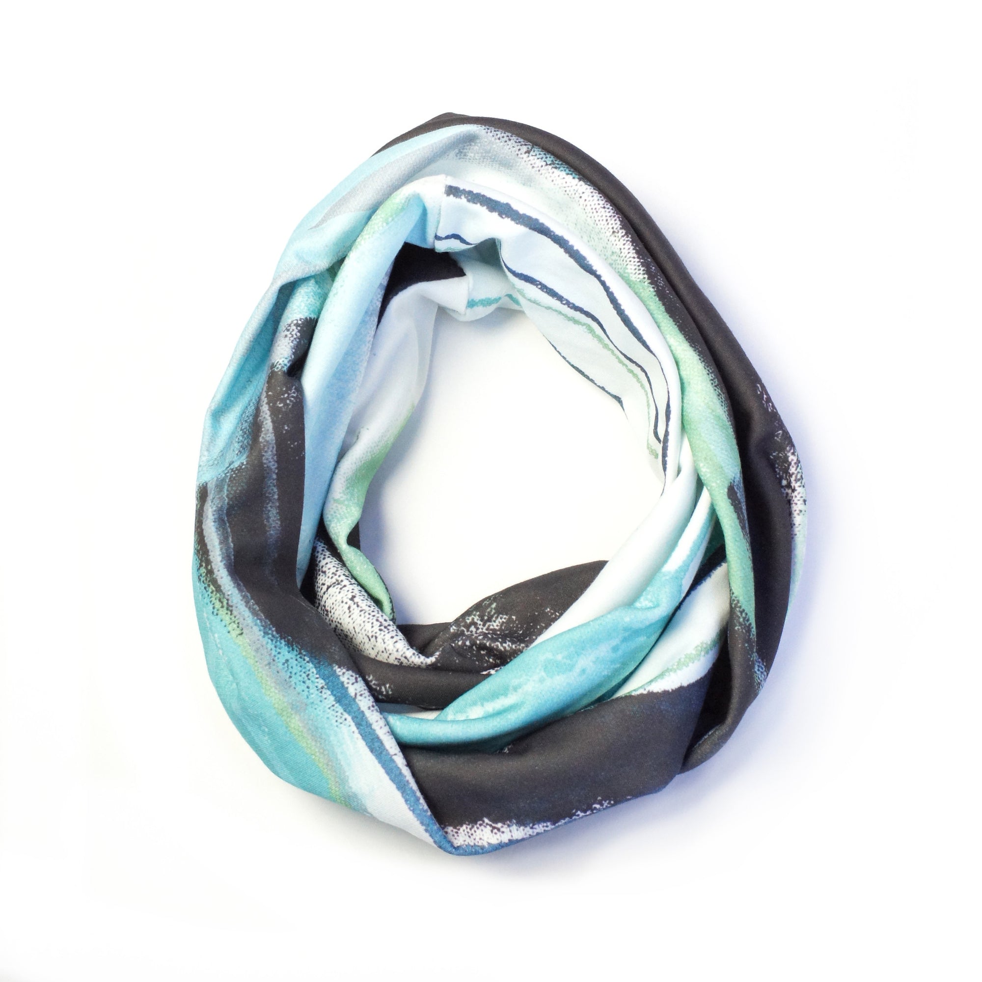 Wings skinny infinity scarf in aqua and black