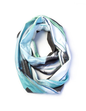 Wings skinny infinity scarf in aqua and black